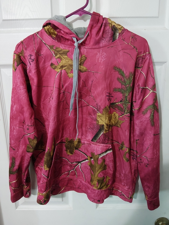 Realtree Tops - Realtree Pink Camo Hoodie with Brown Leaf Accents